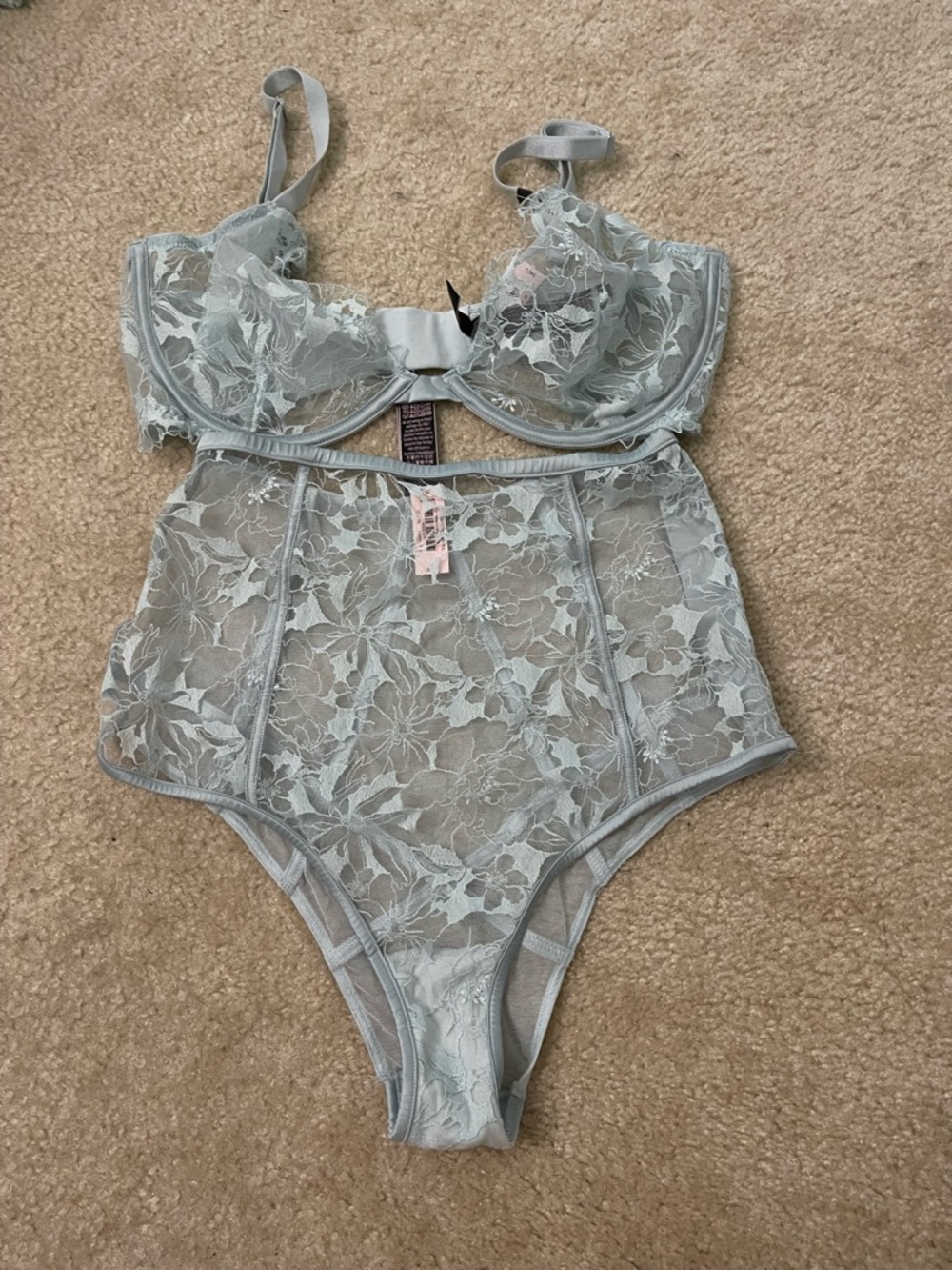 Victoria's Secret Light Blue Lace High-Waist Cheeky Panty